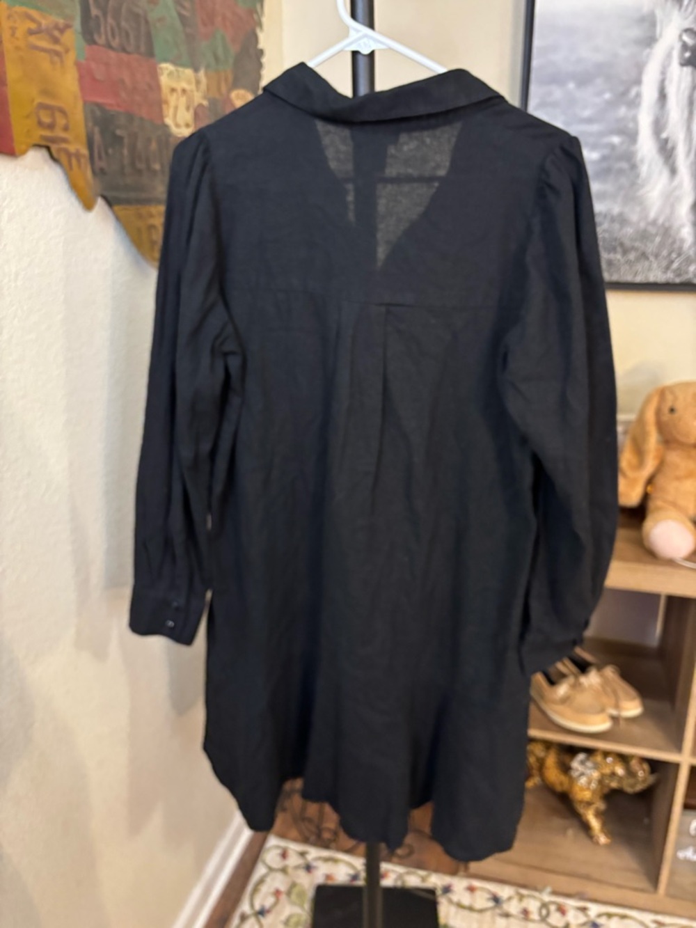 Cynthia Rowley Black Long-Sleeve Button-Front Shift Dress - Picture 4 of 4